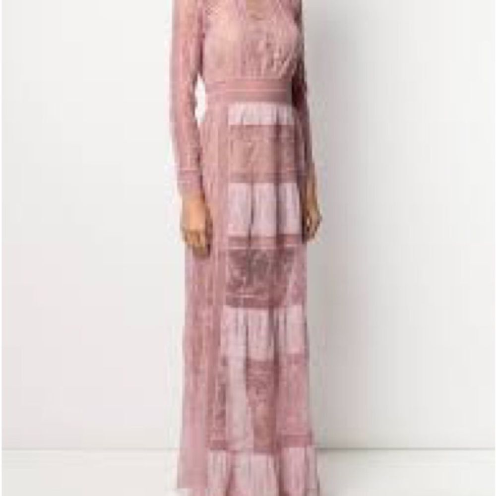 Self Portrait Blush Fine Lace Trim Maxi Dress - Picture 2 of 11